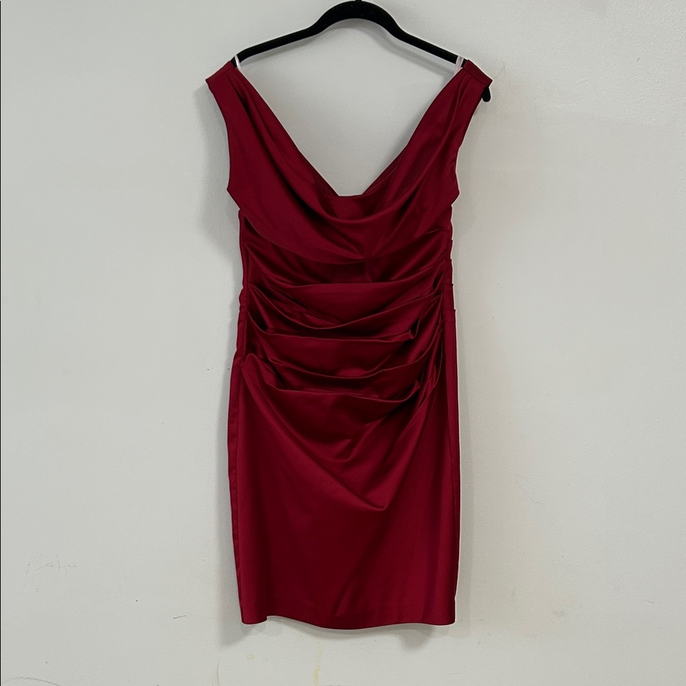David’s Bridal Sleeveless Stretch Satin Cowl Neck Dress size 10